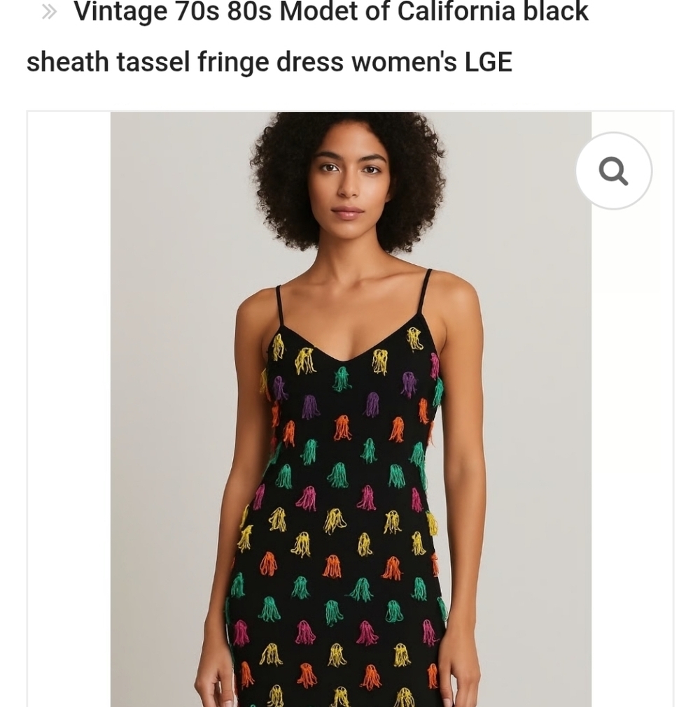 VINTAGE 70s 80s Modet of California black sheath BOW MINI dress women's Med - Picture 10 of 11